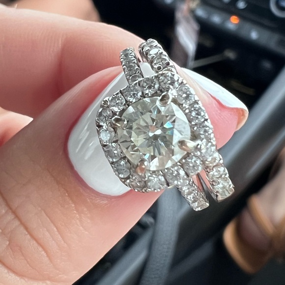 1.5 diamond wedding ring and band 14k white gold